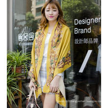 Yellow color print custom hot sale scarf winter